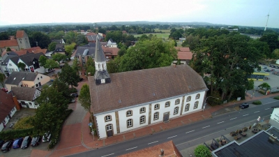 Das Jugendheim St. Dionysius in Recke aus der Sicht von oben
